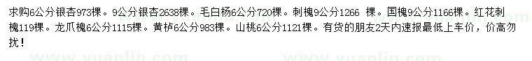 求購(gòu)銀杏、毛白楊、刺槐等