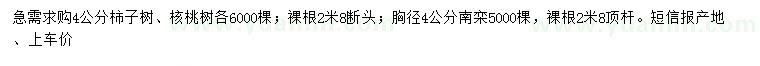 求購(gòu)柿子樹、核桃樹、南欒