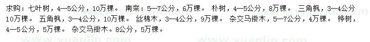 求購(gòu)七葉樹(shù)、南欒、三角楓等