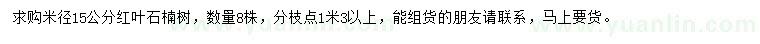 求購(gòu)米徑15公分紅葉石楠