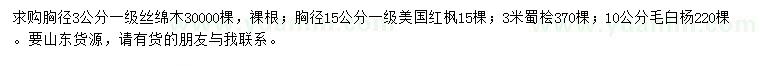 求購(gòu)絲綿木、美國(guó)紅楓、蜀檜