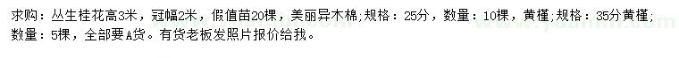 求購叢生桂花、美麗異木棉、黃槿