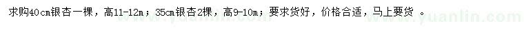 求購35、40公分銀杏
