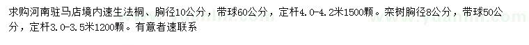 求購胸徑10公分速生法桐、8公分欒樹