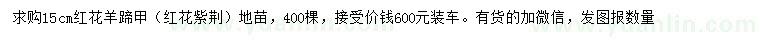 求購15公分紅花羊蹄甲