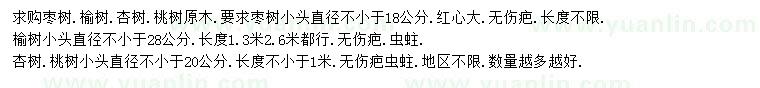 求購棗樹、榆樹、杏樹等