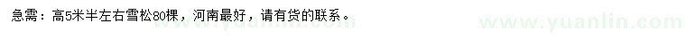 求購高5米半左右雪松