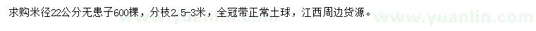 求購(gòu)米徑22公分無(wú)患子