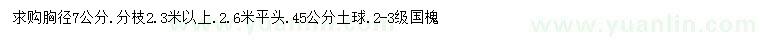 求購(gòu)胸徑7公分國(guó)槐