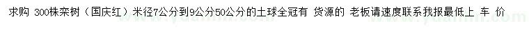 求購(gòu)米徑7-9公分欒樹(shù)