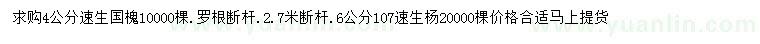 求購4公分速生國(guó)槐、6公分107速生楊