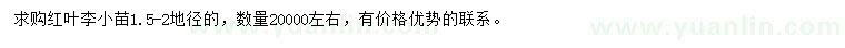 求購地徑1.5-2公分紅葉李