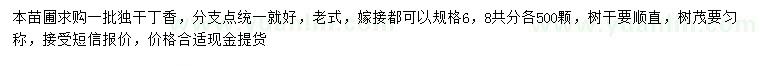 求購(gòu)6、8公分獨(dú)桿丁香