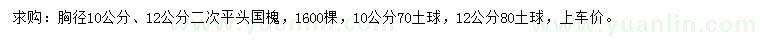 求購(gòu)胸徑10、12公分國(guó)槐