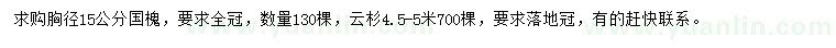 求購胸徑15公分國槐、4.5-5米云杉