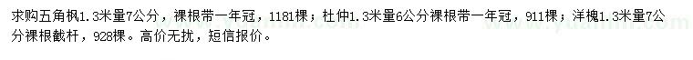 求購五角楓、杜仲、洋槐等