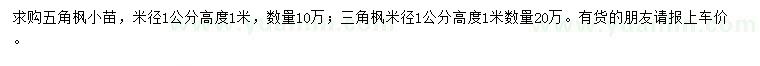 求購米徑1公分五角楓、三角楓