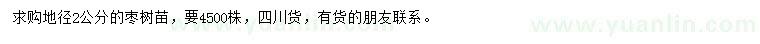 求購地徑2公分棗樹