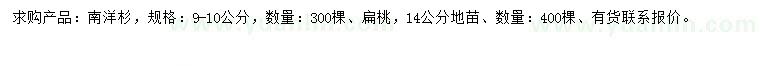 求購9-10公分南洋杉、14公分扁桃