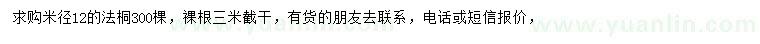 求購米徑12公分法桐