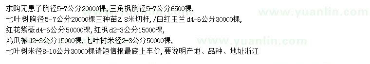 求購(gòu)無(wú)患子、三角楓、七葉樹(shù)等