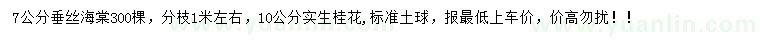 求購7公分垂絲海棠、10公分實(shí)生桂花