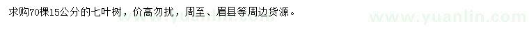 求購15公分七葉樹
