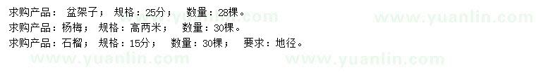 求購盆架子、楊梅、石榴
