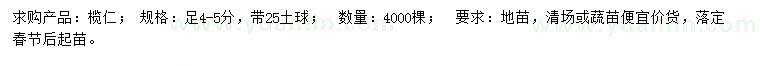 求購(gòu)4-5公分欖仁
