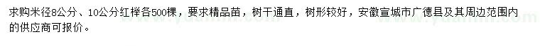 求購米徑8、10公分紅櫸