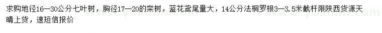 求購七葉樹、欒樹、藍(lán)花鳶尾等