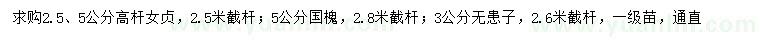 求購高桿女貞、無患子、國槐