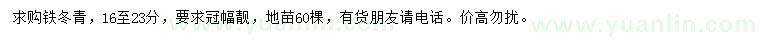 求購(gòu)16-23公分鐵冬青