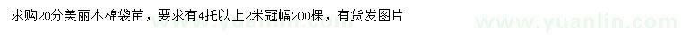 求購20公分美麗木棉
