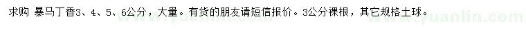 求購(gòu)3、4、5、6公分暴馬丁香