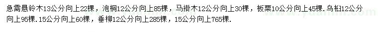 求購(gòu)懸鈴木、泡桐、馬褂木等