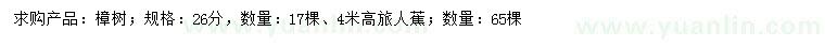 求購(gòu)26公分樟樹(shù)、高4米旅人蕉