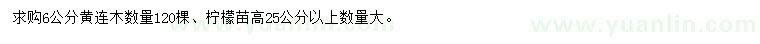 求購6公分黃連木、高25公分以上檸檬苗