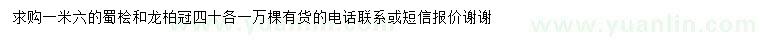 求購1.6米蜀檜、龍柏