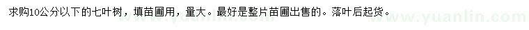 求購10公分以下七葉樹