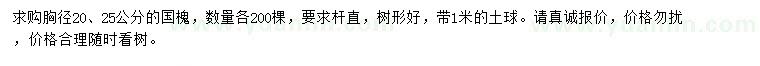 求購(gòu)胸徑20、25公分國(guó)槐