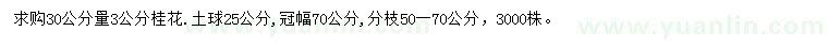 求購30公分量3公分桂花