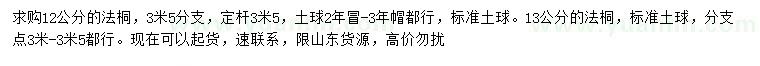 求購12、13公分法桐