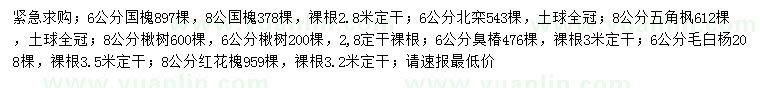 求購國槐、北欒、五角楓等