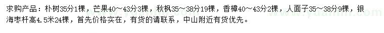 求購樸樹、芒果、秋楓等