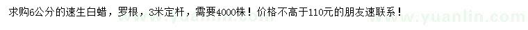 求購6公分速生白蠟