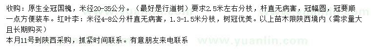 求購米徑20-35公分國槐、4-8公分紅葉李