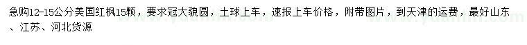 求購12-15公分美國紅楓