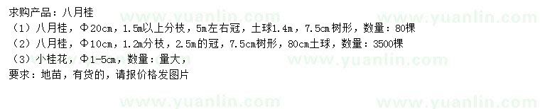 求購10、20公分八月桂、1-5公分桂花