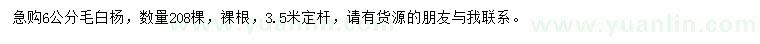 求購(gòu)6公分毛白楊